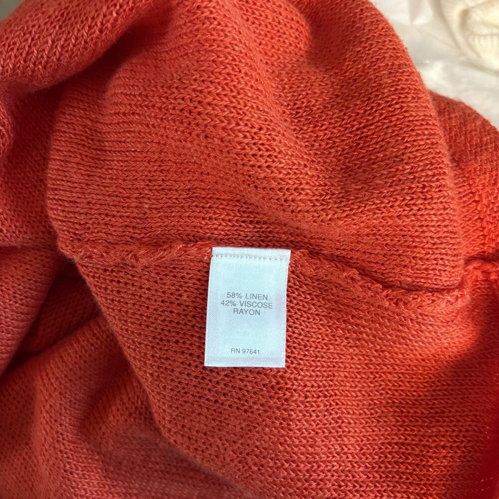 J. JILL Size Small Reddish Orange Linen blend Cardigan One Button Sweater - Picture 6 of 6